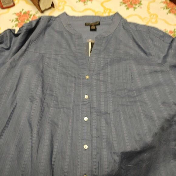 New Preswick & Moore Dark Blue Button Down Top Size Women's 3X - Picture 2 of 3